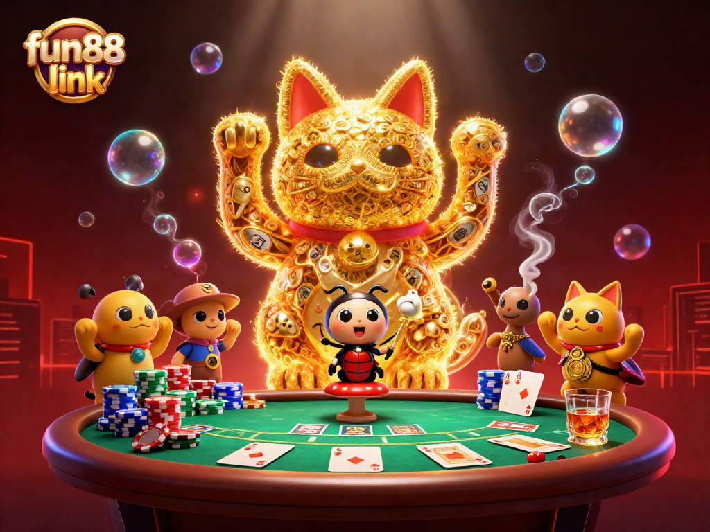 Engage with the fun88 link and experience vibrant casino action in this lively illustration