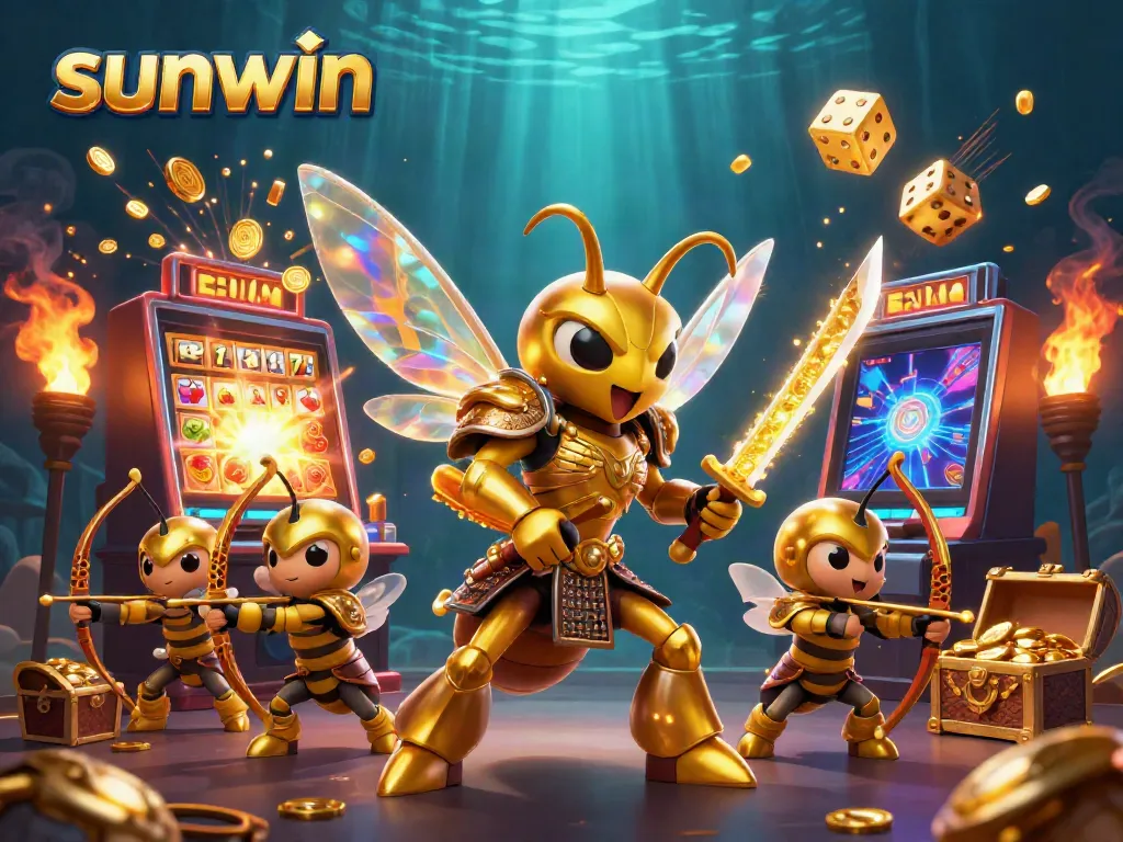 Experience thrilling slots and jackpots at sunwin with adventurous 3D casino illustration.