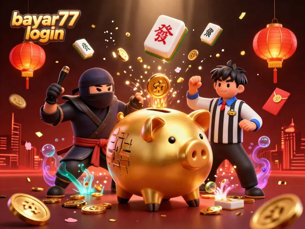 Experience the dynamic world of online gaming with the bayar77 login, featuring characters amidst a vibrant casino atmosphere.