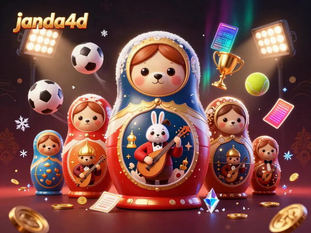 JANDA4D menampilkan suasana kasino dengan karakter unik bertema permainan bola.
