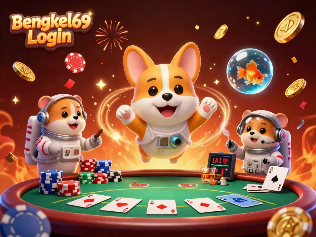 Experience the fun of winning with Bengkel69 Login in a captivating casino space scene.