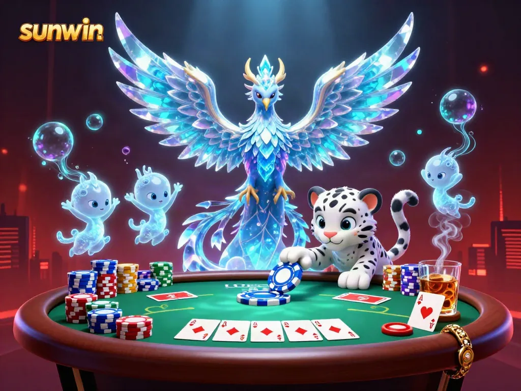 Experience the excitement of sunwin with a vibrant 3D scene of games and characters.