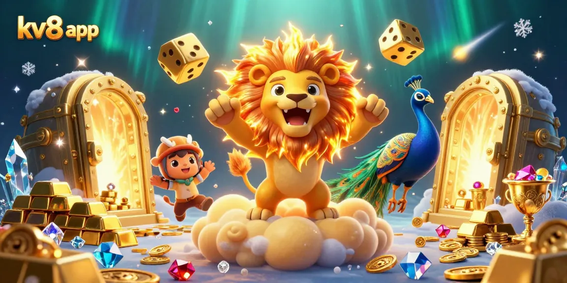 Experience the thrill of the kv8 app with vibrant casino elements and lively characters.