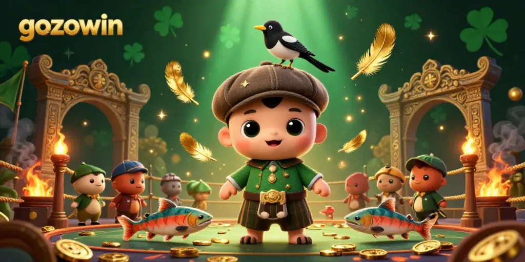 Join the immersive experience at gozowin with lively characters and dynamic casino elements in a vibrant setting.
