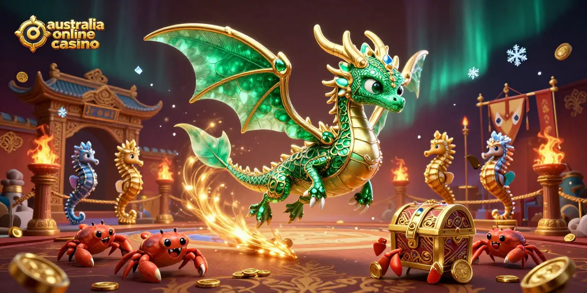 Experience thrilling gameplay at the australia online casino with our vibrant 3D sea dragon illustration.