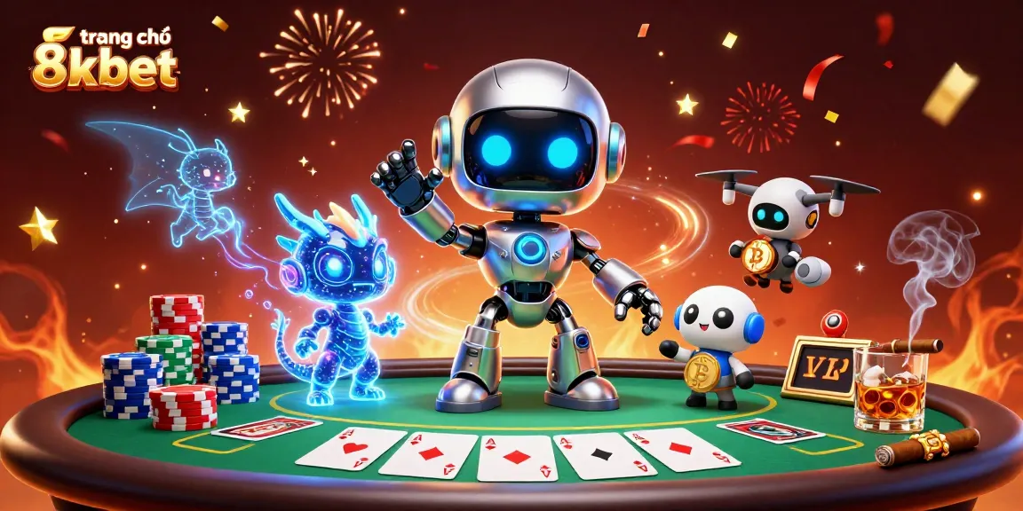 Engage in thrilling poker games at trang chủ 8xbet with our vibrant 3D casino illustration.